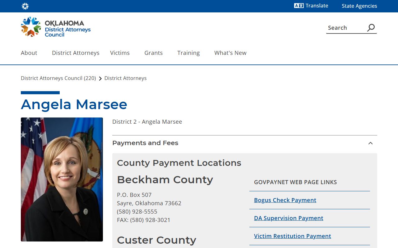 Roger Mills County arrest records and court charges resources on the District Attorney District 2 page