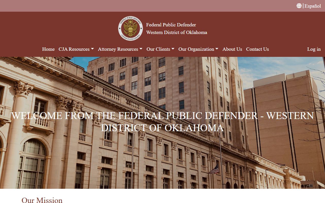 Federal Public Defender for the Western District of Oklahoma defending Roger Mills County federal court defendants