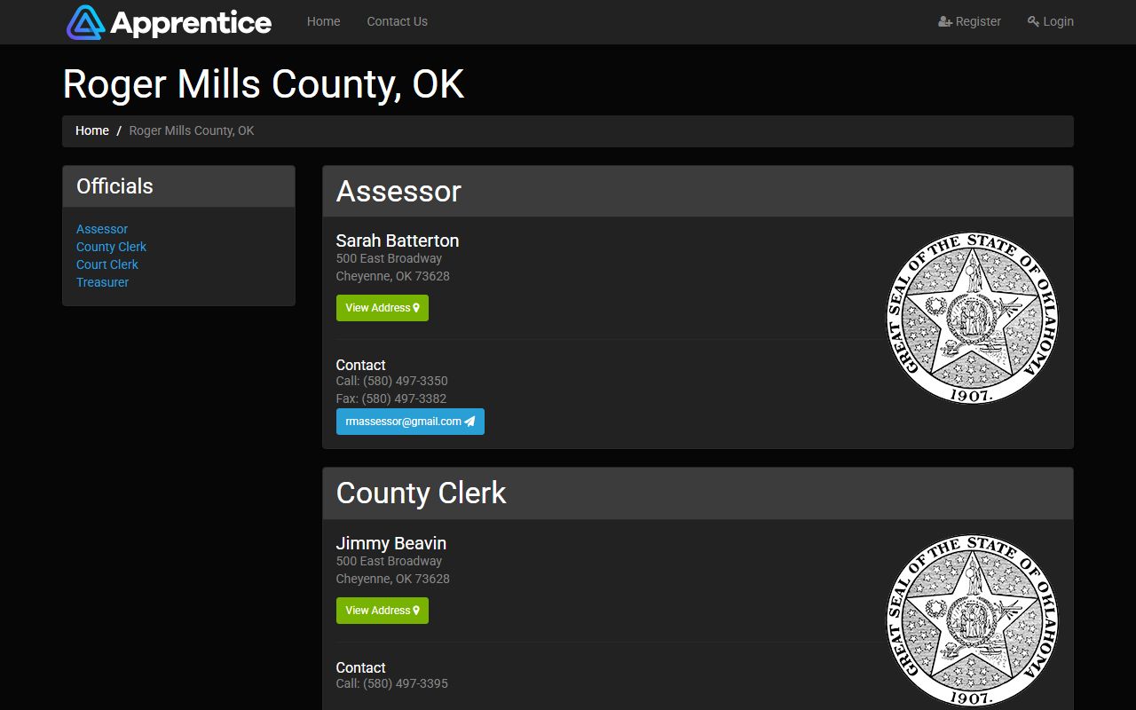 Roger Mills County court records office listing and contacts