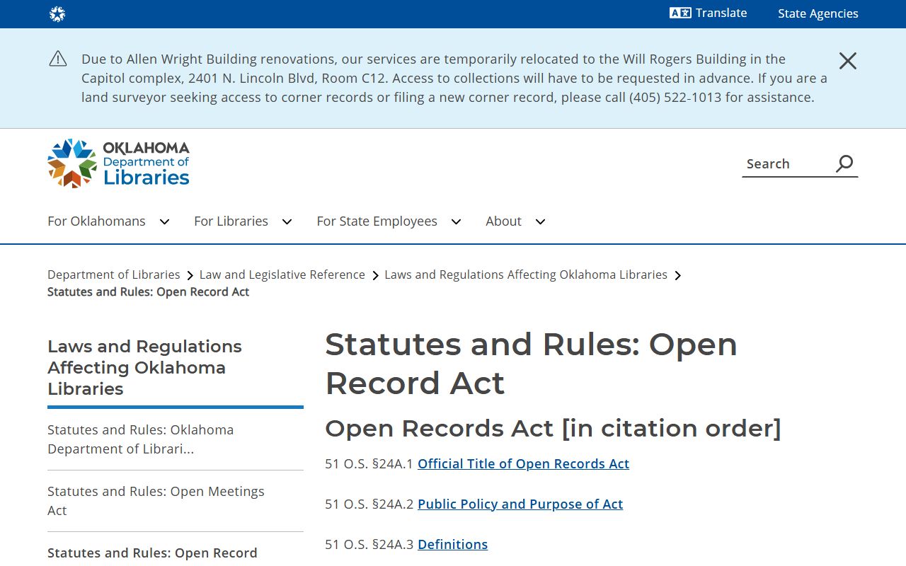 Roger Mills County court dockets and Oklahoma Open Records Act court records guidance